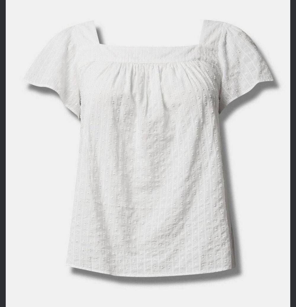Torrid White Jacquard Square Neck Cotton Top Size 3 Plus